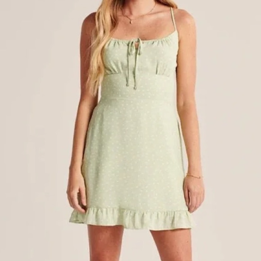 A&F Green polka dot mini dress with side pockets
